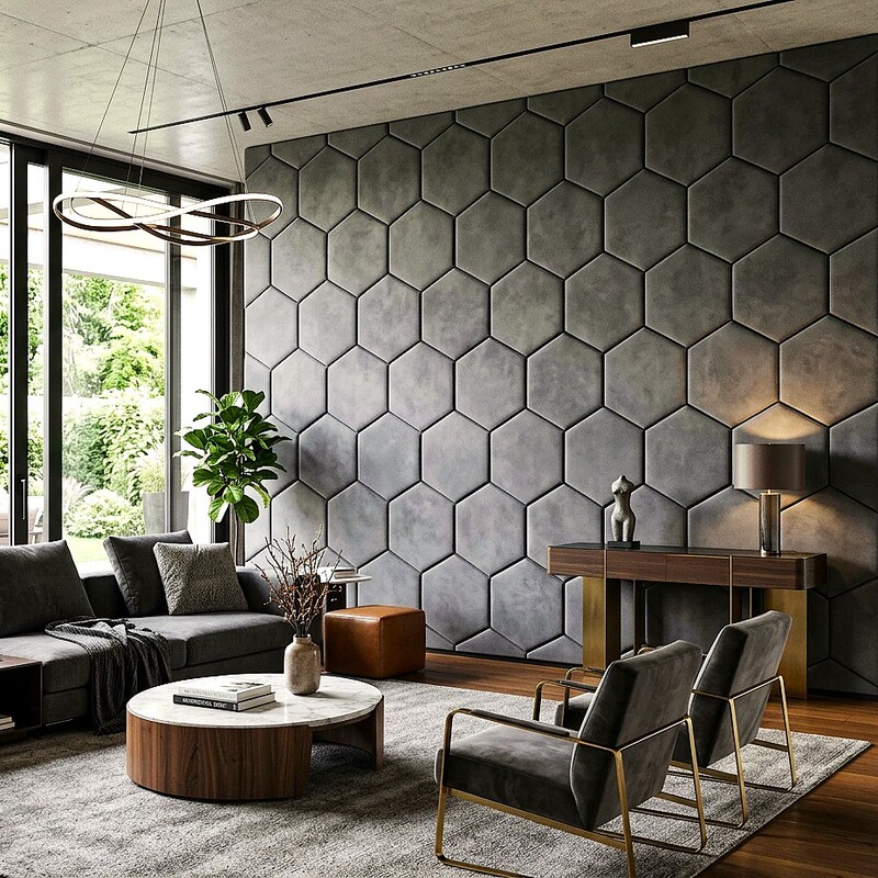 Nubukleder als Hexagon