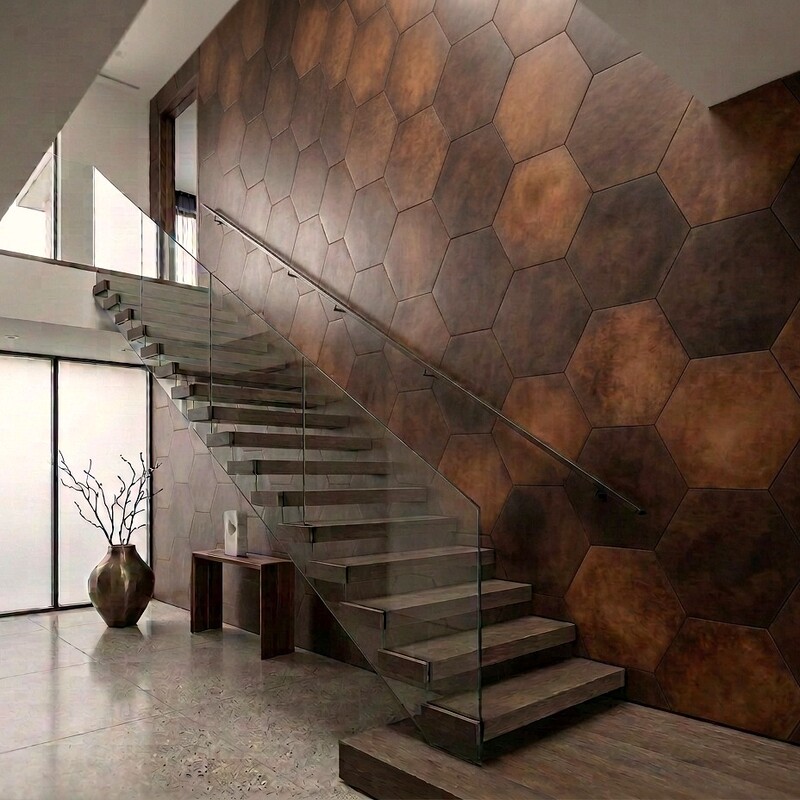 Hexagon Form Lederwand mit PREMIUM SHADED